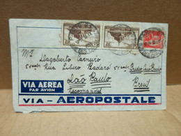 FRANCE BRESIL Ligne Mermoz Via Aéropostale Enveloppe Oblitérée Paris Vers Sao Paulo 1933 - 1927-1959 Storia Postale