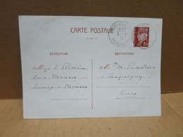 GUERRE 1939-45 Oblitération Monaco Ville Principauté Sur Entier 1F20 Pétain 1942 - Postmarks