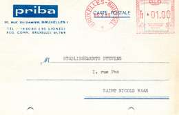 1965 Kaart Van PRIBA Bruxelles I Naar Saint Nicolas Waas - Gefr. Fr * 01.00 - 1960-79