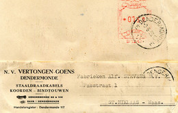 1958 Kaart NV VERTONGEN GOENS Dendermonde - Staaldraadkabels Koorden Bindtouwen - ...-1959