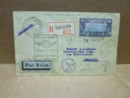 GUERRE 1939-45 Lettre Recommandée Par Avion Vers Beyrouth Cachet France Libre 1943 - Lettres & Documents