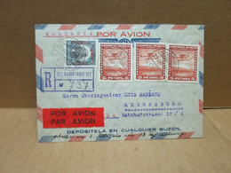 SANTIAGO (Chili) Pour Regensburg (Allemagne) Lettre Recommandée Timbrée Oblitérée  Par Avion 1934 - Cile