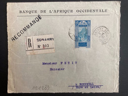 LR TP 1F50 OBL.6 MARS 31 CONAKRY GUINEE FRANCAISE + BANQUE DE L'AFRIQUE OCCIDENTALE + CACHET DE CIRE - Lettres & Documents