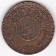 Paraguay 2 Centesimos 1870 SHAW, En Cuivre , KM# 3. TTB/VF +++ - Paraguay