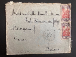 LETTRE TP 25c Paire OBL.3-2 30 PAPEETE ILE TAHITI + EXP: LUCIE WOLHER - Covers & Documents