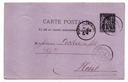 1880 -- Entier CP 10c Noir Type Sage Cachet OULMES - 85  Pour  NIORT-79...cachets..........à  Saisir - Cartes Postales Types Et TSC (avant 1995)