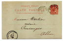 1901 -- Entier CP 10c Rouge  Type MOUCHON-- Cachet St POURCAIN - 03  Pour CRESSANGES-03.cachet BARTHELAT...à  Saisir - Standaardpostkaarten En TSC (Voor 1995)