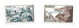 22- 5 - 1099 MAROC - 324 Et 330 - Barrage De Bine El Ouidane Journée Du Timbre Relais De La Poste Automobile Chevaux - Unused Stamps