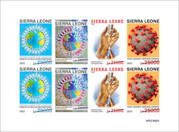 SIERRA LEONE 2022 - SPECIMEN IMPERF SHEETLET 8V - JOINT ISSUE - PANDEMIC CORONAVIRUS COVID-19 CORONA - 4 TOPICS - MNH - Emissions Communes