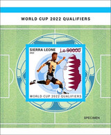 SIERRA LEONE 2022 - SPECIMEN IMPERF SOUVENIR SHEET - WORLD CUP FOOTBALL QATAR QUALIFIER SOCCER FLAGS MAP - MNH - 2022 – Qatar