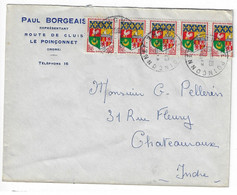 LE POINCONNET Indre Lettre Entête Borgeais Représentant Blason Oran Yv 1230A Ob8 11 1962 - Cartas & Documentos