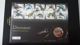 "ARCH-RO 19" GB 2013 NUMISMATIC FDC WITH A MEDAL. DINOSAURS. - 2011-2020 Decimal Issues