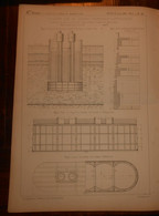 Plan De Fondations Dans Des Terrains Compressibles Et Affouillables. Fondations Du Viaduc Du Scorff. 1866. - Public Works