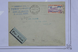 AU16 TUNISIE  BELLE LETTRE 1935 TUNIS  POUR PARIS  +GRIFFES +SURCHARGES 1F50++ + AFFR. PLAISANT - Poste Aérienne