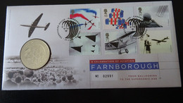 "ARCH-RO 26" GB 2008 NUMISMATIC FDC WITH A MEDAL. AIRPLANE, AVIATION. - 2001-2010 Decimal Issues