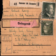 ! 1943 Paketkarte Deutsches Reich Aus Einsiedel Bz. Chemnitz  Nach Borna, Militär, 3. Reich - Cartas