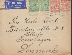 Great Britain BY Air Mail Par Avion Label KENSINGTON 1934 Cover Brief HELLERUP Denmark Via KØBENHAVN LUFTPOST (Arr.) - Cartas