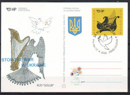 Croatia 2022 STOP THE WAR IN UKRAINE  Postcard Overprint Postmark 10000 ZAGREB 12.04. - Croazia