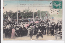 BESANCON : Fêtes D'ouat 1909 - Défilé Des Vétérans Devant La Statue Du Gal. JEANNIN GROS - Bon état (un Accros Au Recto) - Besancon