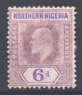 Northern Nigeria Scott 24 - SG25, 1905 Edward VII 6d MH* - Nigeria (...-1960)
