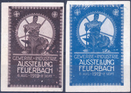 FEUERBACH 1912 Austellung - 2 Vignettes (MNG) - Other International Fairs