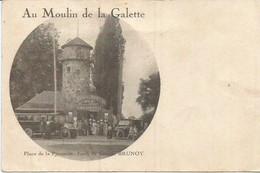 RARE CPA   AU MOULIN DE LA GALETTE  Place De La Pyramide Restaurant   Animée  Autobus - Restaurants