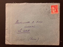 LETTRE TP PAIX 50c OBL. HEXAGONALE Tiretée 10-12 35 MILHAGUET HAUTE-VIENNE (87) Arrivée LA CELLETTE (23) - Manual Postmarks