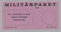 Sweden 1942, Facit # MPE Unused Parcel Post Label, See Description. - Militaires