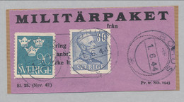 Sweden 1942, Facit # MPE V1. Parcel Post Label, BOHUS 1.6.44. See Description. - Militaire Zegels