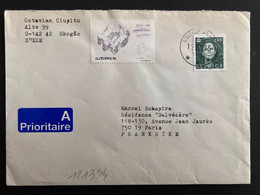 LETTRE Pour La FRANCE TP 6 KR OBL.16 01 95 STOCKHOLM + VIGNETTE O. CIUPITU 91 - Briefe U. Dokumente