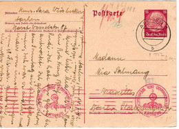 52195 - Deutsches Reich - 1942 - 15Pfg Hindenburg AntwKte (Frage) AACHEN -> Belgien, M Dt Zensur & Zwangsnamen "Sara" - Judaika, Judentum