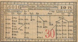 Ticket De Tramway Ancien Strasbourg 1926 "Compagnie Des Tramways Strasbourgeois - 10 Cts" Alsace - Europe