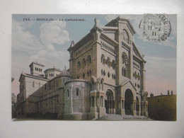 MONACO Cathédrale Notre-Dame-Immaculée - Belle CPA Colorisée 1911 MONACO - Cathédrale Notre-Dame-Immaculée
