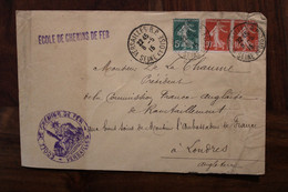 1915 Ecole De Chemins De Fer Versailles Londres Cover WW1 SP Secteur Postal Commission Franco Anglaise Ravitaillement - 1. Weltkrieg 1914-1918