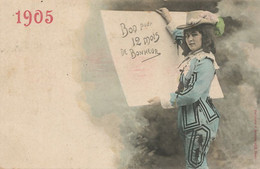 Millesime 1905 Femme Déguisée En Homme Travesti Tranvestite Edit Bergeret Colorisée Main - Anniversaire