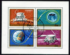 HUNGARY 1971 Luna 17 Moon Landing Sheetlet Used  Michel 2654-57A Kb - Oblitérés