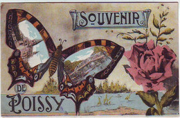 78. SOUVENIR DE POISSY . PAPILLON ET FLEURS . - Poissy