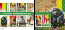 Guinea 2022, Park, Monkey, Lion, Iena, Flag, Map, 4val In BF+BF - Scimpanzé