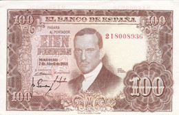 BILLETE DE ESPAÑA DE 100 PTAS DEL 7/04/1953 SERIE 2I SIN CIRCULAR (UNC) (BANKNOTE) - 100 Pesetas