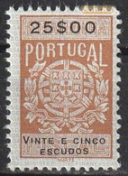 Fiscal/ Revenue, Portugal - Estampilha Fiscal, Série De 1940 -|- 25$00 - MNH** - Neufs