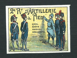 FRANCE VIGNETTE DELANDRE 2 éme Régiment Artillerie à Pied WWI Ww1 Cinderella Poster Stamp - Vignettes Militaires