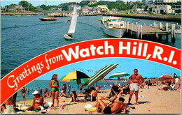 Rhode Island Watch Hill Greetings Showing Beach - Altri & Non Classificati