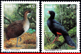 Ref. BR-2535-36 BRAZIL 1995 ANIMALS, FAUNA, ENDANGERED BIRDS,, CURASSOW, MI# 2644-45, SET MNH 2V Sc# 2535-2356 - Unused Stamps