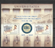 Romania 2009 Faculty Of Law  University Of Bucharest - 150 Years S/s** MNH - Zonder Classificatie