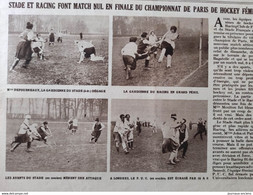 1925 HOCKEY SUR GAZON FEMININ - STADE FRANÇAIS = RACING CLUB DE FRANCE  - LE MIROIR DES SPORTS - 1900 - 1949