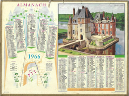 CALENDRIER ALMANACH DES POSTES ET DES  TELEGRAPHES 1966 - LE CHATEAU DE LA BUSSIERE LOIRET , MUSEE DE LA PECHE A VOIR - Grand Format : 1961-70