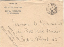 1940- Enveloppe Des P.T.T. Réf. N°716-F-1 Av Ec Cad " POSTE MILITAIRE  / REBUTS  " - Guerra Del 1939-45