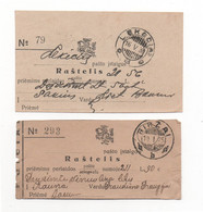 Lithuania 1925 1930 LEKECIAI / BIRZAI Postal Receipt - Lituania