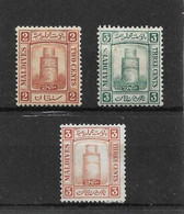 MALDIVES 1909 - 1933 SG 7, 8,12A MOUNTED MINT - Maldives (...-1965)