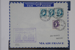 AU17  FRANCE  BELLE LETTRE 1946 REOUVERTURE LIAISON FRANCE INDOCHINE POUR SAIGON  +BANDE DE 3 T.P  ++ AFFRANCH. PLAISANT - 1960-.... Brieven & Documenten